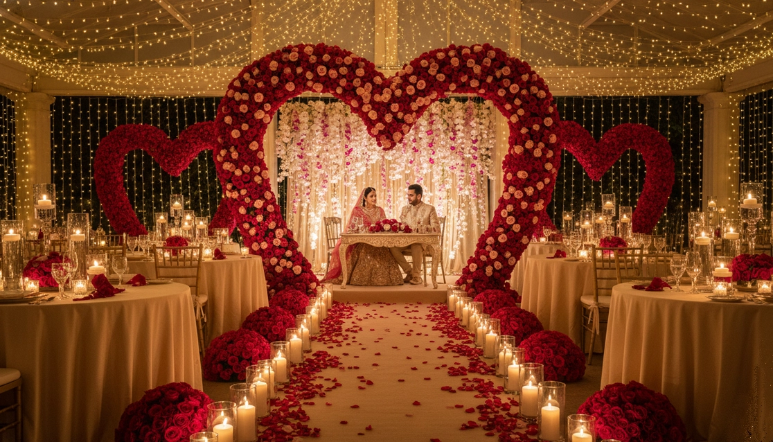 Anniversary event planner arranging themed decorations stage setup & guest celebration moments