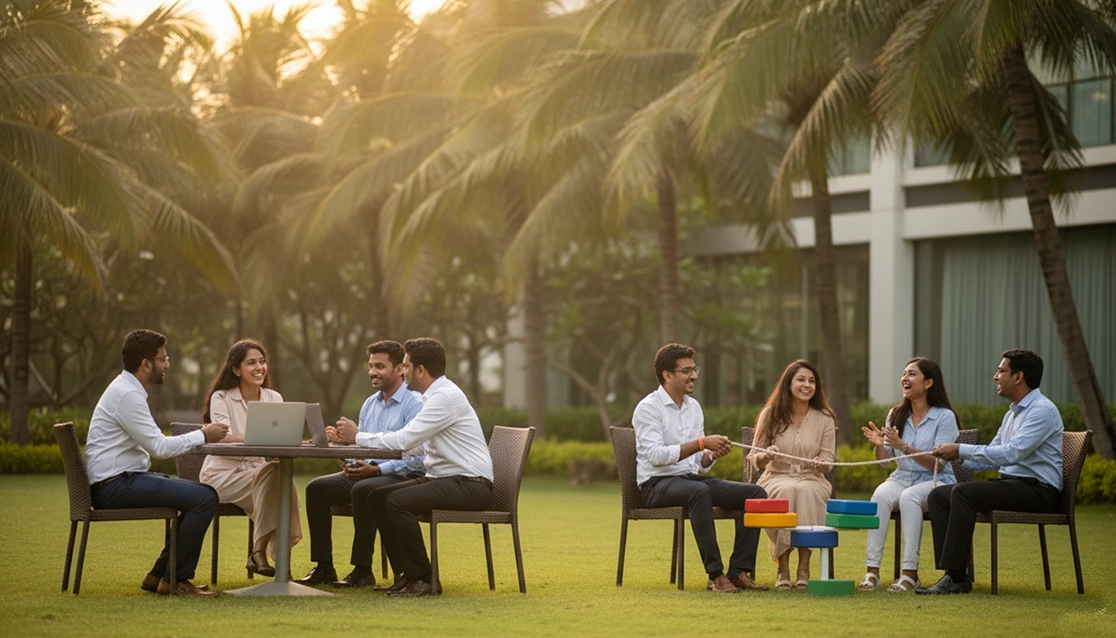 Corporate retreats event management setup for team engagement and leadership bonding goals