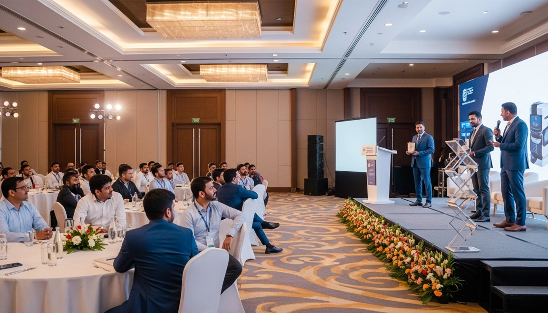 Dealer meet event management in Trichy with corporate presentations, networking, and branding setup