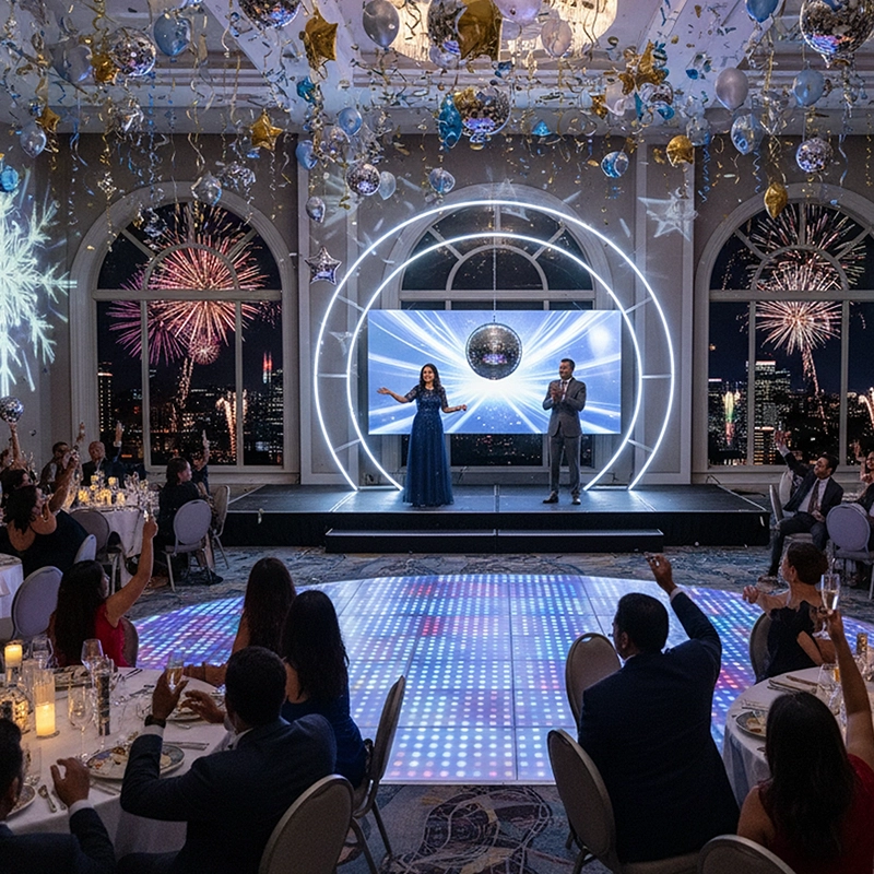 Trichy Event Management New Year party planner delivering vibrant decor, music, lighting, & party flow