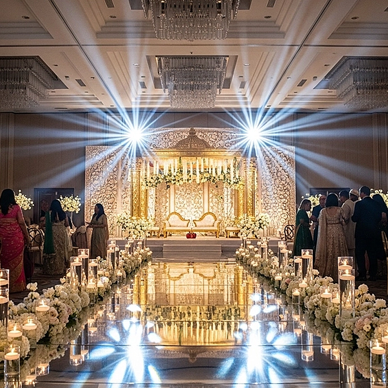 Trichy Event Management reception planner arranging elegant reception decor, lighting, seating, & guest welcome